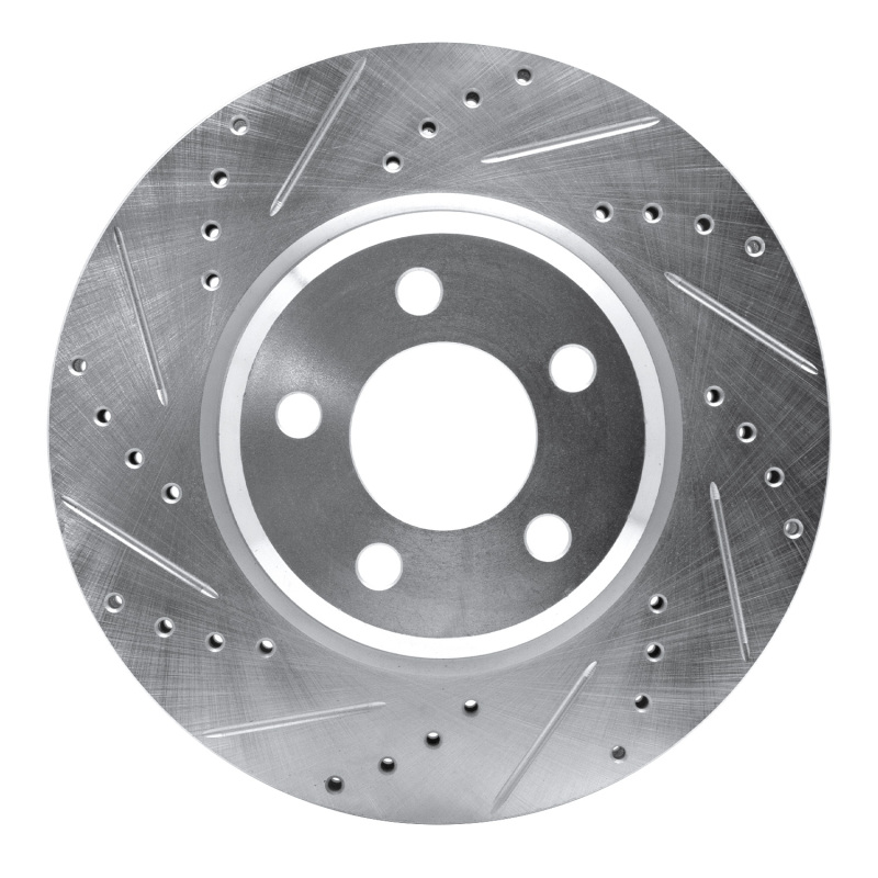 Chrysler 300 Brake Rotor (1) - Front Left - R1 Concepts - Drilled & Slotted - Silver - `05-`23